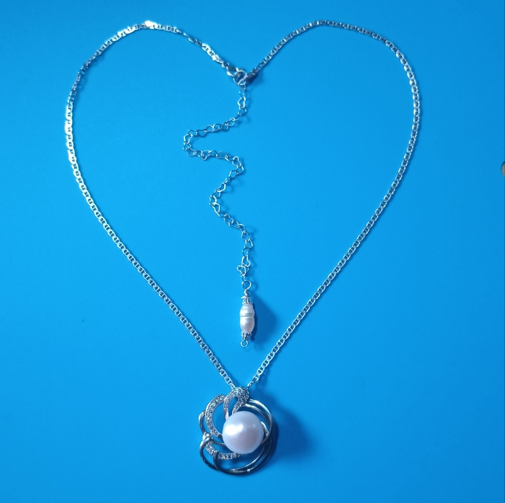 Silver Necklace Pearl Pendant